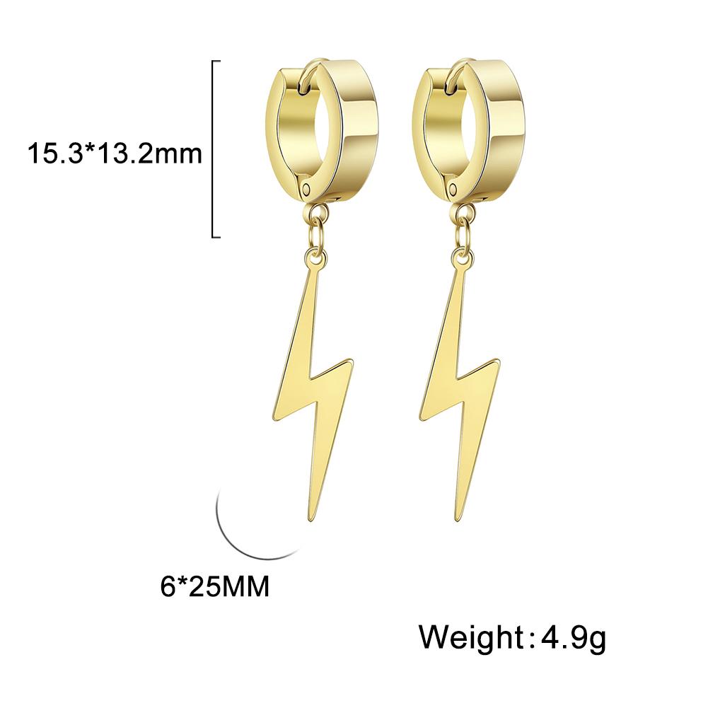 My Shape Fashion Lightning Earrings Women Men Hiphop Hoop Earring Stainless Steel Gold Punk Jewelry Party Ear Accessories