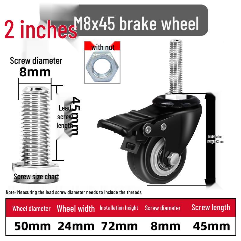 Silent Swivel Casters with Inch Threaded Rod & Double Bearings
