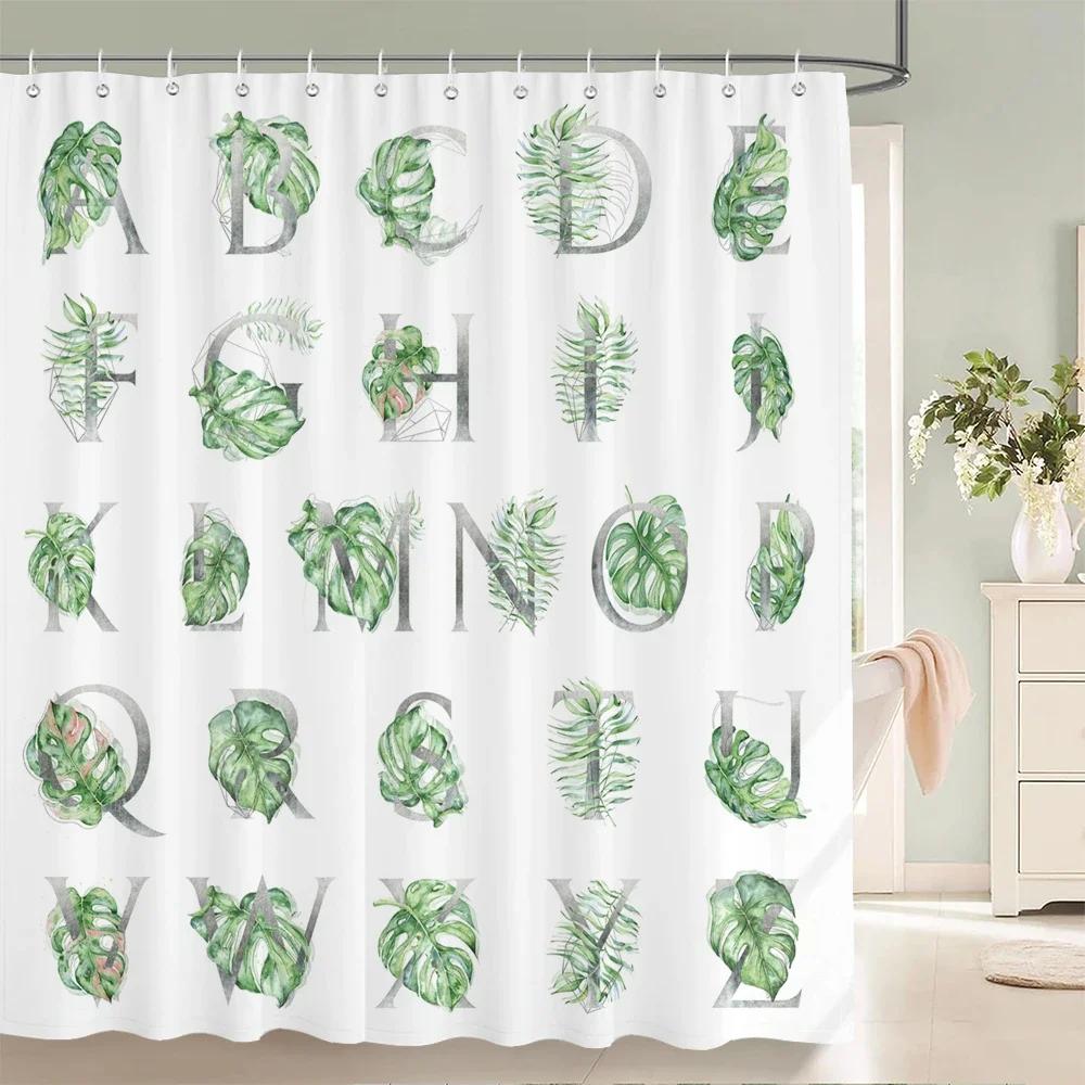 Tropical Green Plant Leaf Palm Cactus Shower Curtains Bathroom Curtain Frabic Waterproof Polyester Bath Curtain With Hooks