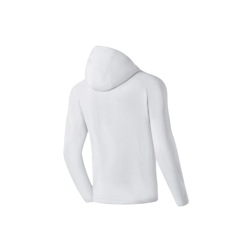Li Ning Plain Color Hooded Zip Long Sleeve Sweatshirt Men tops White AWDS965-8