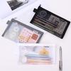 Large Capacity Pouches Stationery Cosmetic Makeup Bags Transparent Black White Mesh Case Storage Clear Toiletry School Bag Purse