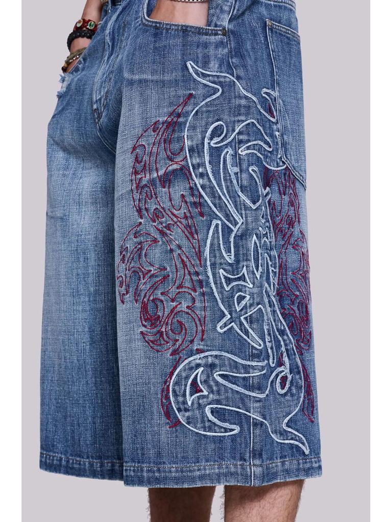 Y2K Embroidery Design Loose Floor-Length Unisex Jeans