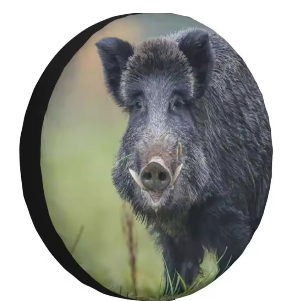 1Pcs Car Pu Leather Spare Tire Cover Wild Animal Boar For Jeep Honda Toyota Land Crusier SUV 4WD Wheel Protectors Accessories