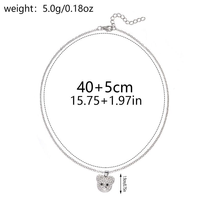 Autumn New Accessories Fashion Alloy Diamond Pendant Women's Cute Animal Bear Necklace
