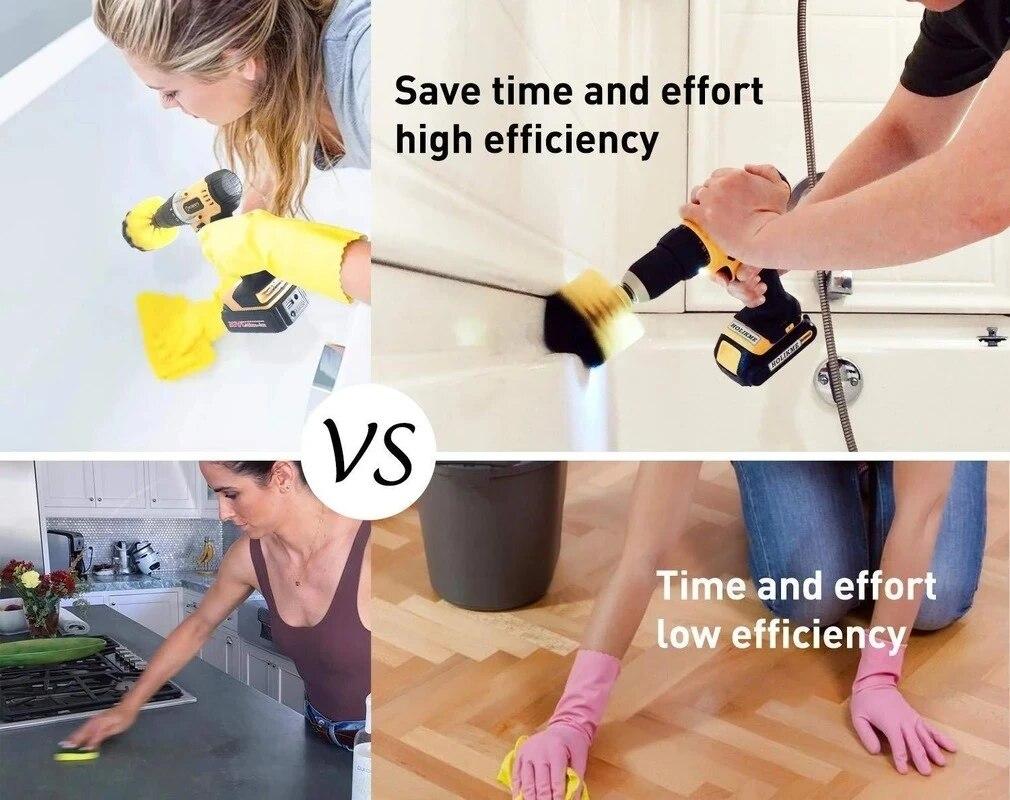 Electric Drill Brush Head Cleaning Tool for Bathroom Surfaces, Tub, Shower, Kitchen Care, and More