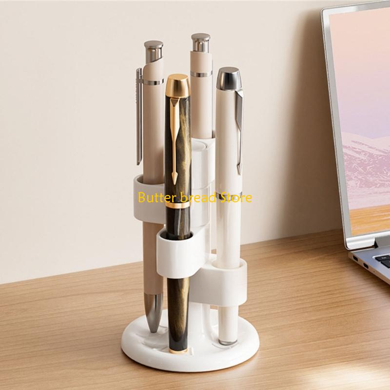 W89C Rotating Desk Accessory 4 Section Pen Smooth Rotation Home Office Use