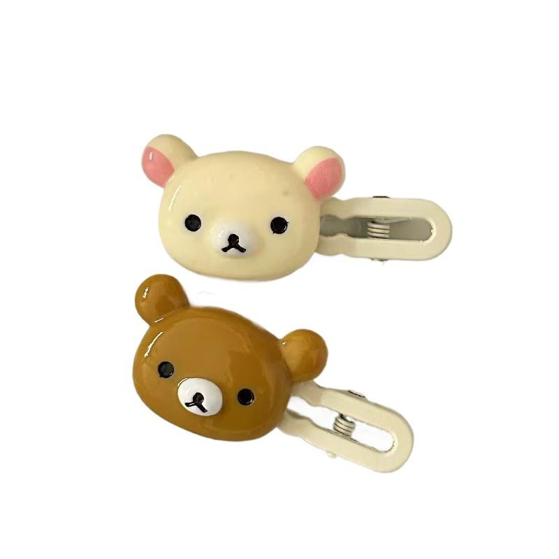 

2pcs Cute Bear Hair Clips Plastic Hairpins with Duck Beak Design for Little Girls Women Sweet & Fresh Sweet Animal Style