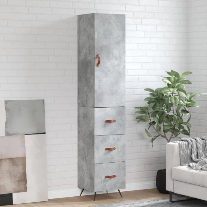 VidaXL Buffet haut Gris béton 34,5x34x180 cm Bois d'ingénierie 3198829