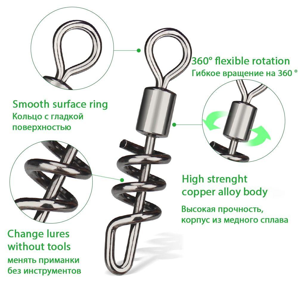 20PCS Stainless Steel Fishing Rolling Swivel 2#-10# Snap Change Connector  Fishing Pellet Line