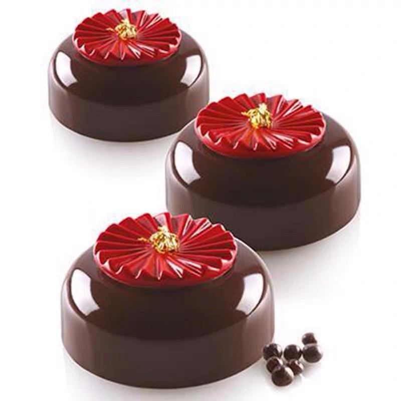 1 Pc 15 Pleated Chocolate Chips Pleated Silicone Mousse Mold, Round Origami Cake Edge Decoration DIY Baking
