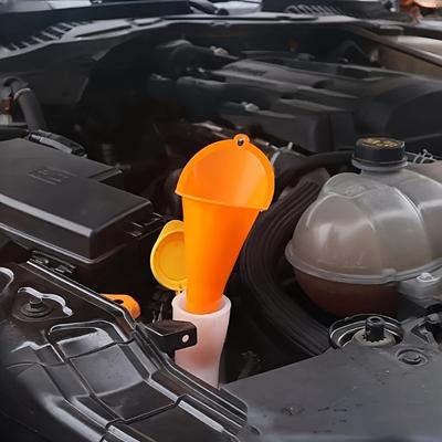 Plastic Engine Funnel Anti-Spill Motorcycle & Car Oil Filling Tool with Oblique Opening Design for Easy Observation, Red