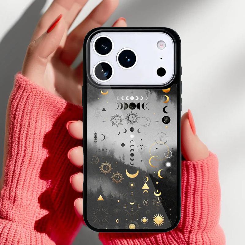 

Чехол для телефона Полумесяц и Солнце для iPhone 17 16 15 14 13 Pro Max Задняя крышка для 12 11 Pro Coque iPhone 12
