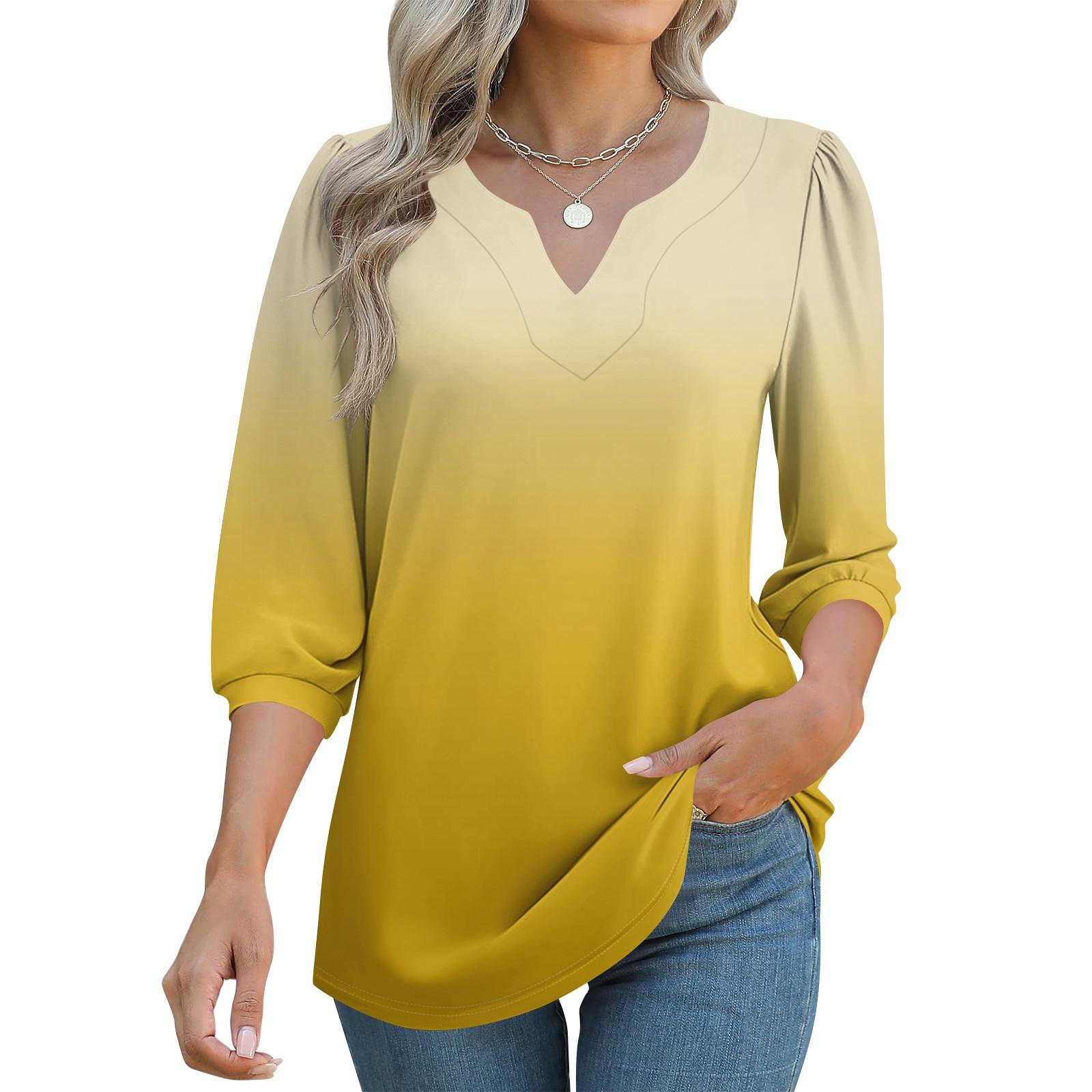 

Женские футболки с рукавом 3/4, футболки с графикой, повседневные базовые топы, пуловеры L оранжевый