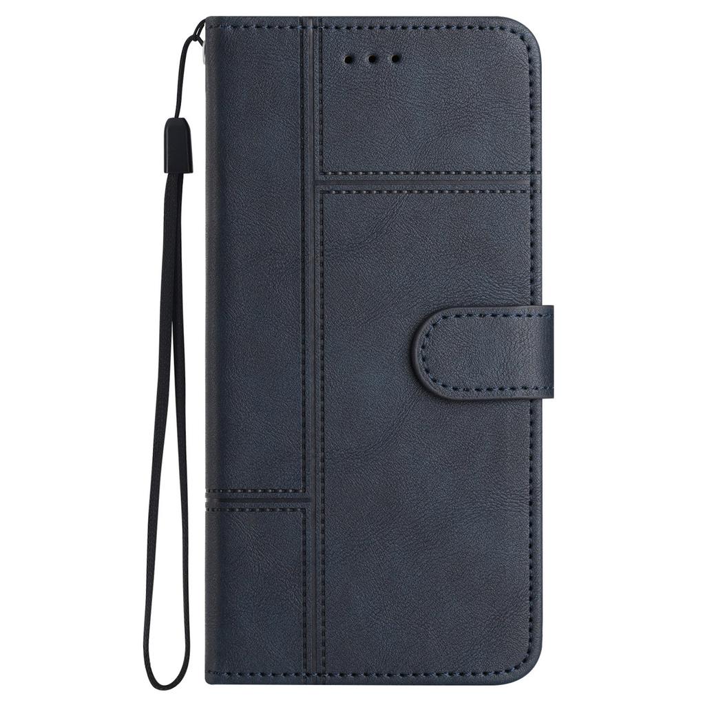 For iPhone 17 Air Wallet Case Line Imprinted Cowhide Texture PU Leather Phone Cover