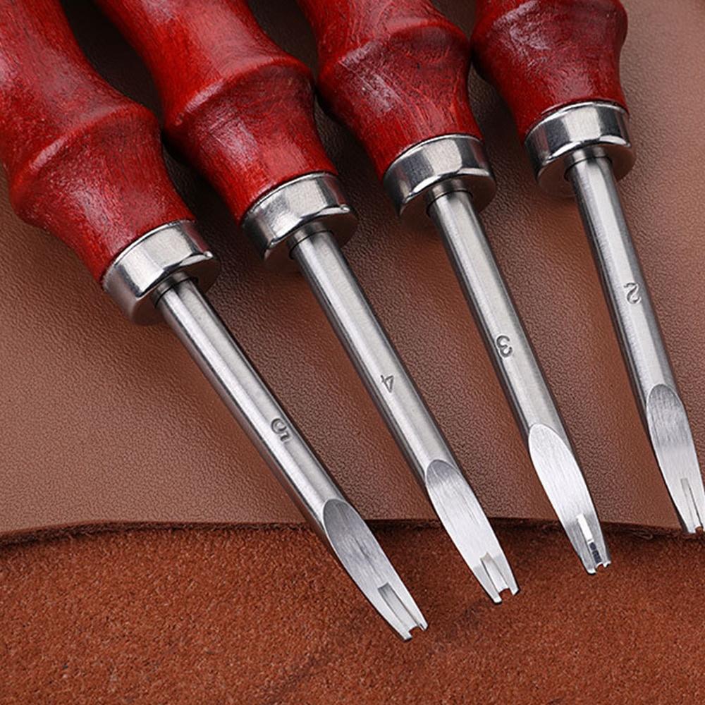 1/ 5Pcs Pack Kits Leather Edge Beveler Skiving Beveling Knife Cutting Hand Craft Tool with Wood Handle DIY Tools