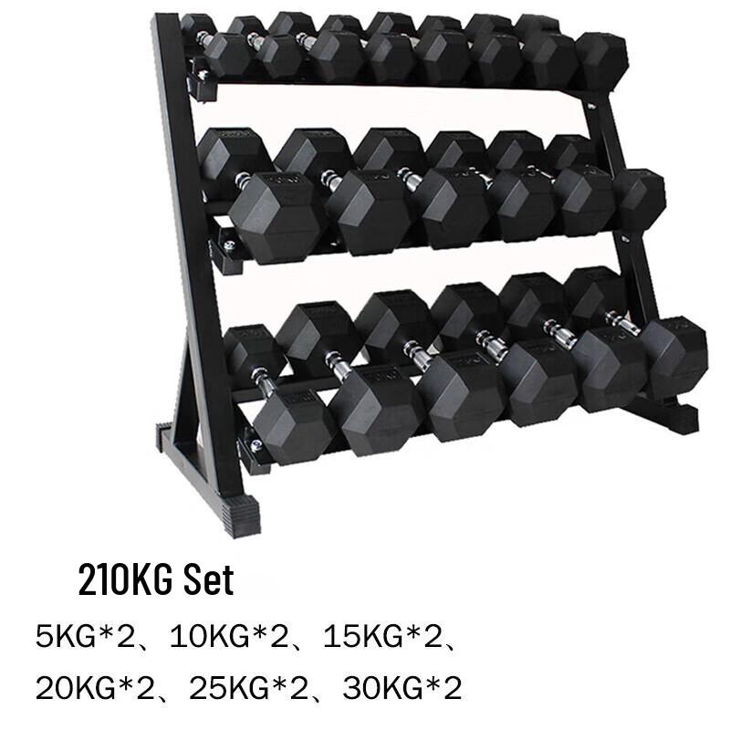 Yimai 105kg Hex Dumbbell Set with 3-Tier Rack