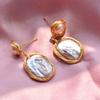 100% Natural Baroque Freshwater Pearl 14K Gold Filled Female Tassels Stud Earrings  For Women Birthday Gifts