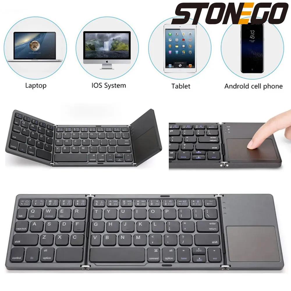 STONEGO 2-fold / 3-fold Ultra-thin Wireless Keyboard with Touchpad Bluetooth Keyboard Tablet PC Mobile Phone Mini Keyboard