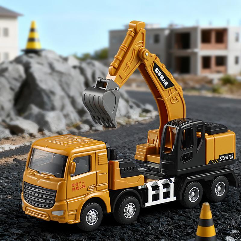 1:55 6 Styles Engineering Diecast Crane Excavator Truck Vehicle Construction Alloy+Plastic Inertial Model Toys for Children Boys