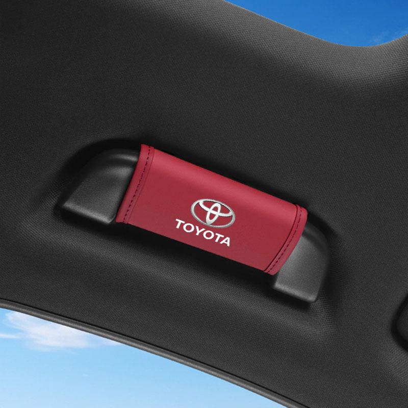 1/2Pcs Car Roof Handle Cover Door Armrest Leather Covering for Toyota Gazoo Racing Corolla TRD Yaris Chr Auris Rav4 Camry Prius Prado Avensis