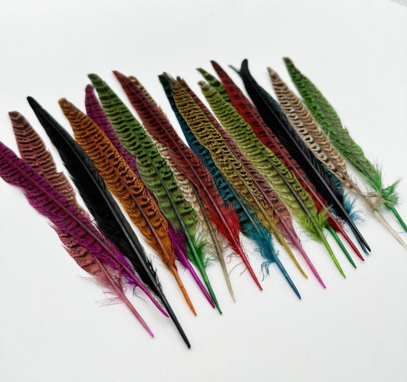 Female Pheasant Tail Feathers 10pcs/lot 25-30cm/10-12  Natural Red Green Brown Feathers For Crafts Diy Decorations Plumes colore verde mela