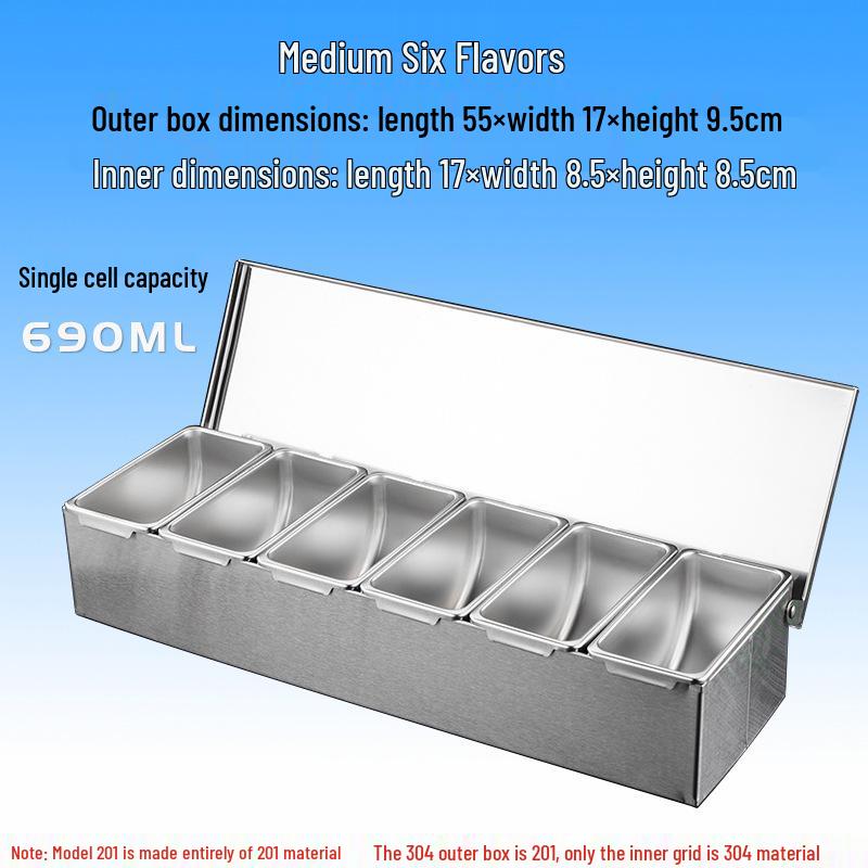 Gewürzbox aus Edelstahl mit Klappdeckel für Küchen- und Restaurantgebrauch