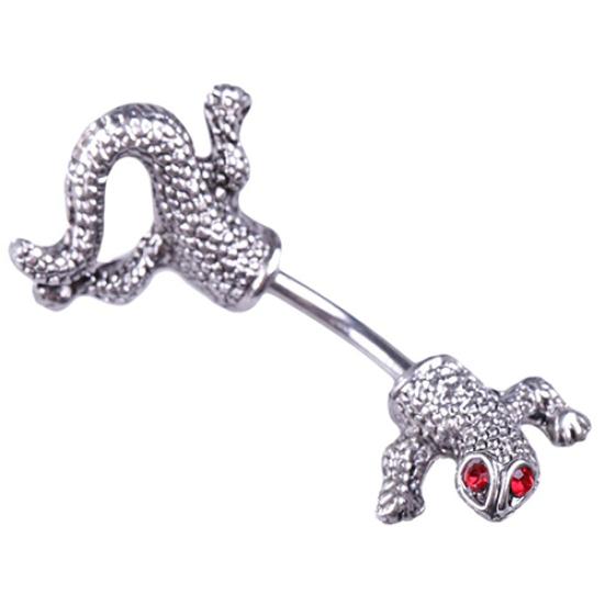 

Женское панк-прохладное реалистичное кольцо с красными глазами и ящерицей, ювелирные изделия в виде пупка и пупка