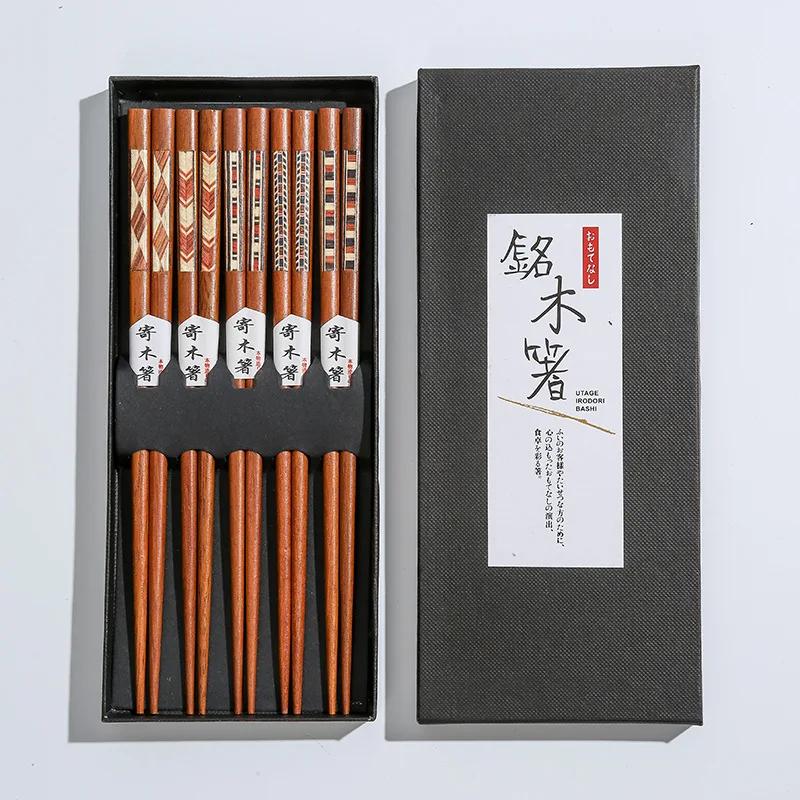 

Japanese-style pointed black solid wood chopsticks set tableware chopsticks and style solid wood chopsticks