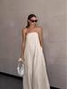 Autumn 2024 European & American Strapless Solid Color Slimming Dress with Personalized Design