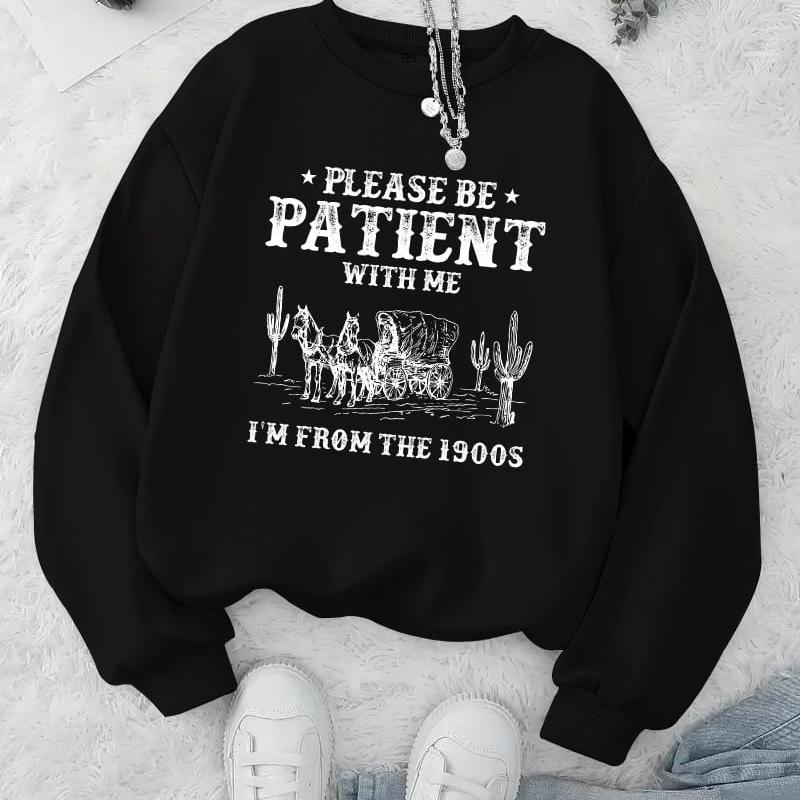 

Женский модный свитшот с принтом и круглым вырезом, приталенный крой и защита от сминания XXL чёрный