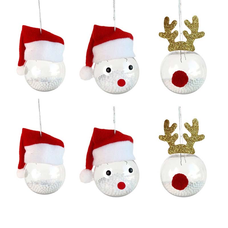 WTEMPO Christmas Tree Decoration Christmas Ball Decor Hanging Pendents for Store & Home & Office Christmas Tree PET Clear Ball Antler Snowman Pendants