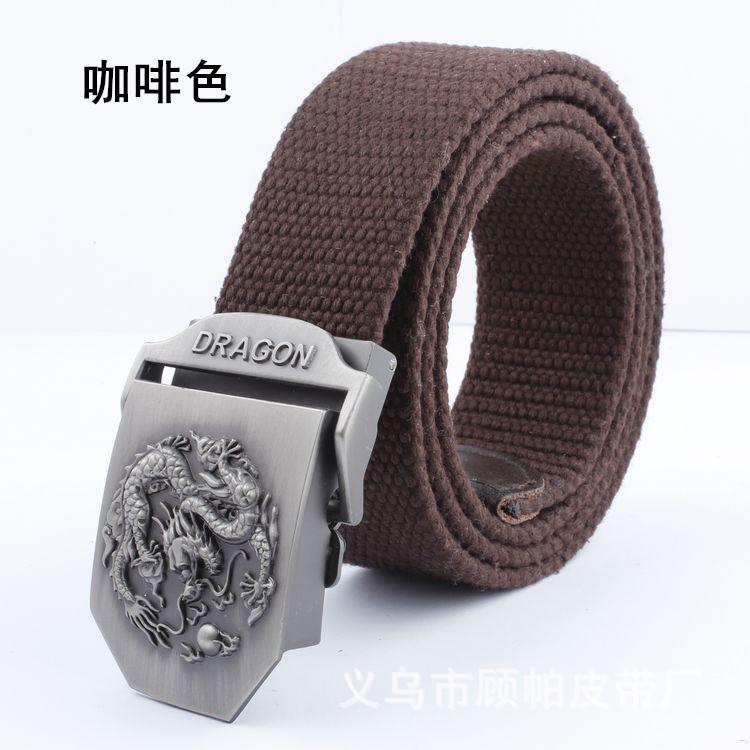

Чоловічий потовщений тканий повсякденний ремінь із автоматичною пряжкою Dragon Alloy Повсякденний ремінь Trend темно-коричневого кольору