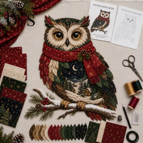Holiday Fabric Craft DIY Christmas Patchwork Kit, Adult Sewing Handcrafted Set with Beginner Projects Pre-Cut Squares, Animals for Beginners Art