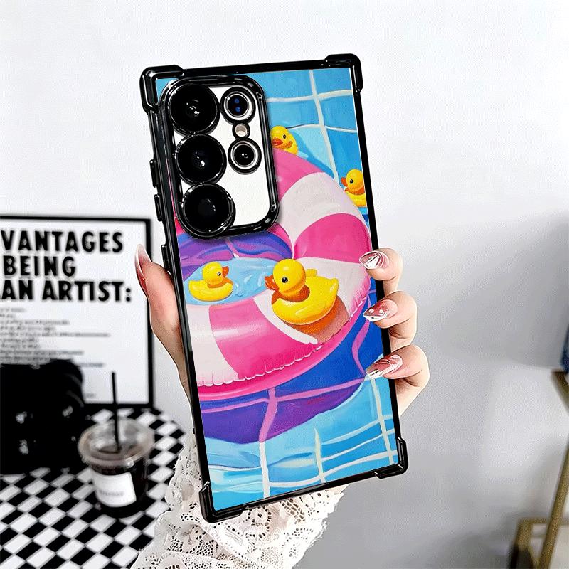 Rubber Ducks Swimming Pool Soft Phone Case For Samsung Galaxy S26 Ultra S25 Edge S24 FE S23 Plus S22 S21 + S20 Plating Anti-Fall