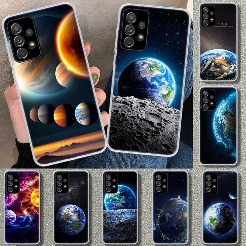 Erdsterne Weltraum Handyhülle Cover für Samsung Galaxy A12 A22 A32 A52 A72 A02S A51 A50S A31 A20S A10S Note 20 Ultra 10 Plus Gala
