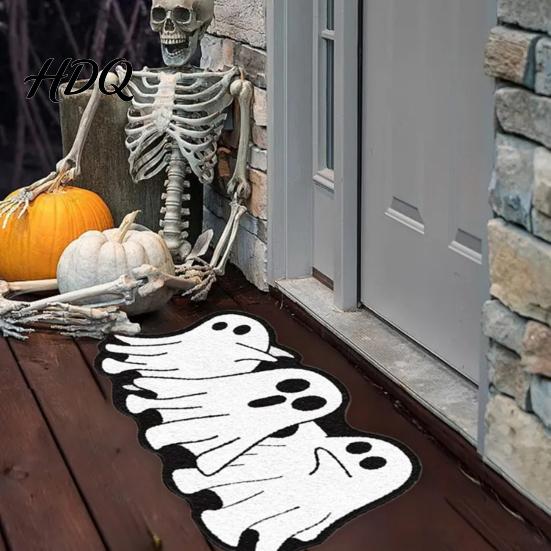Stain-resistant Gothic Mat Halloween Bath Mat, Non-Slip Fluffy Ghost Rug, Pumpkin Absorbent Skin-friendly Soft Shower Bathroom Washable Area
