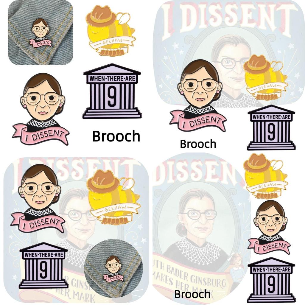 European And American Cartoon Kingsberg Dissent Judge Ruth Bader Ginsburg Brooch Pin