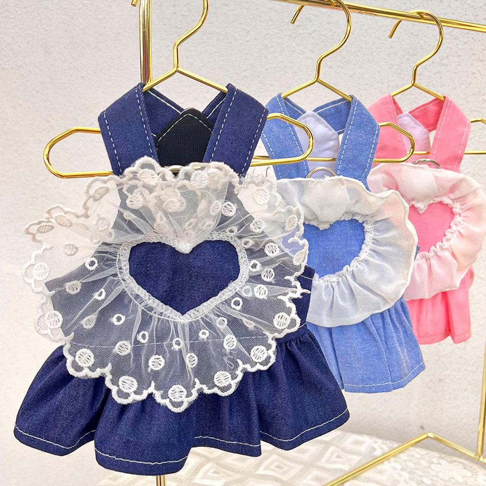 Pet Spring and Summer Princess Dress Dog Cat Denim Strap Skirt Small Medium Dog Pomeranian Teddy Dog Clothes Cat Supplies