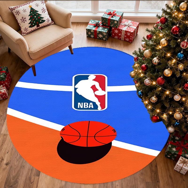 NBA Basketball Pattern Round Rug, Indoor/Outdoor Mat, for Picnic, Gameroom, Bedroom, Office, Living Room, Home Decor Carpet, Birthday Gift