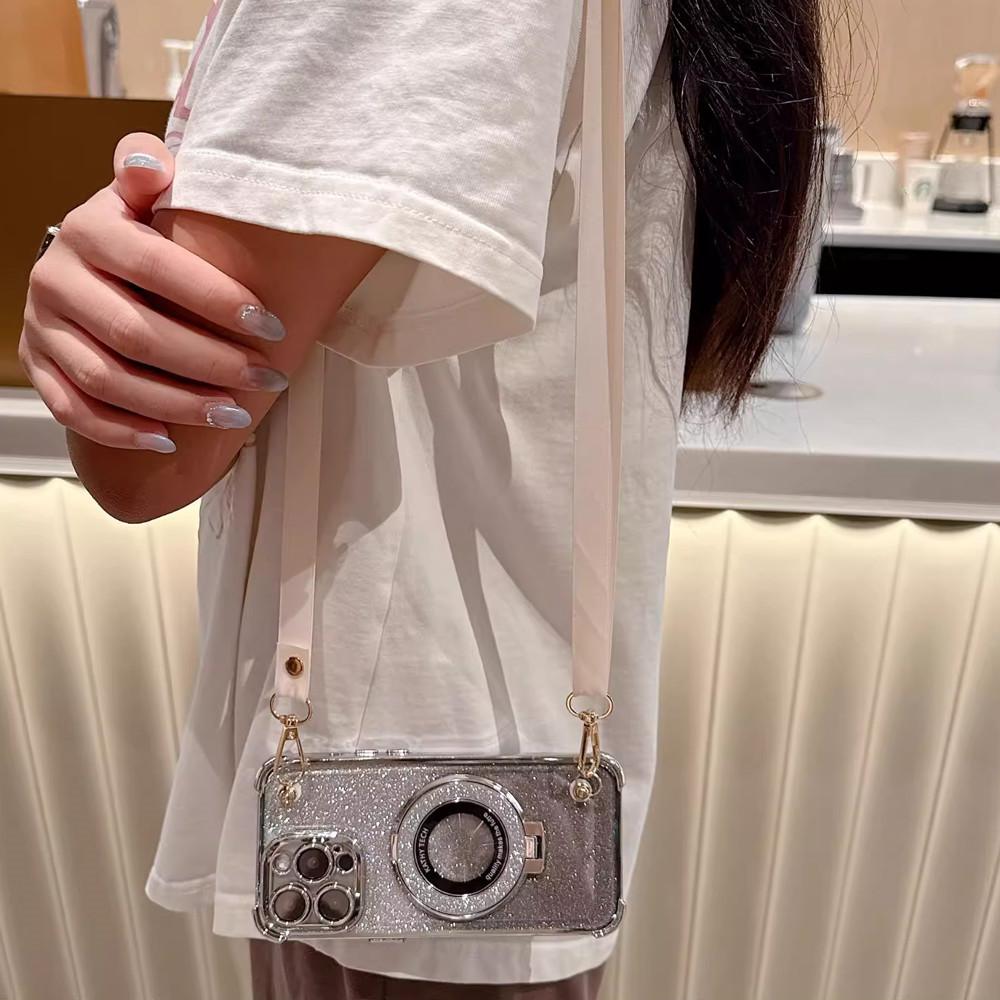 Shockproof Crossbody Lanyard Phone Case For Samsung Galaxy A52 A53 A33 A23 A13 A73 A32 4g 5g Gradient Glitter Stand Cover