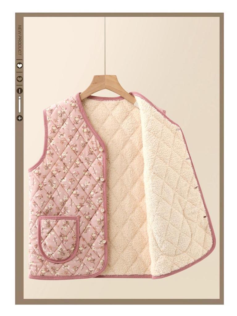 Elegante Herbst/Winter Samtweste für Frauen mittleren Alters - Warm, stilvoll, Oberbekleidung mit Blumendruck.