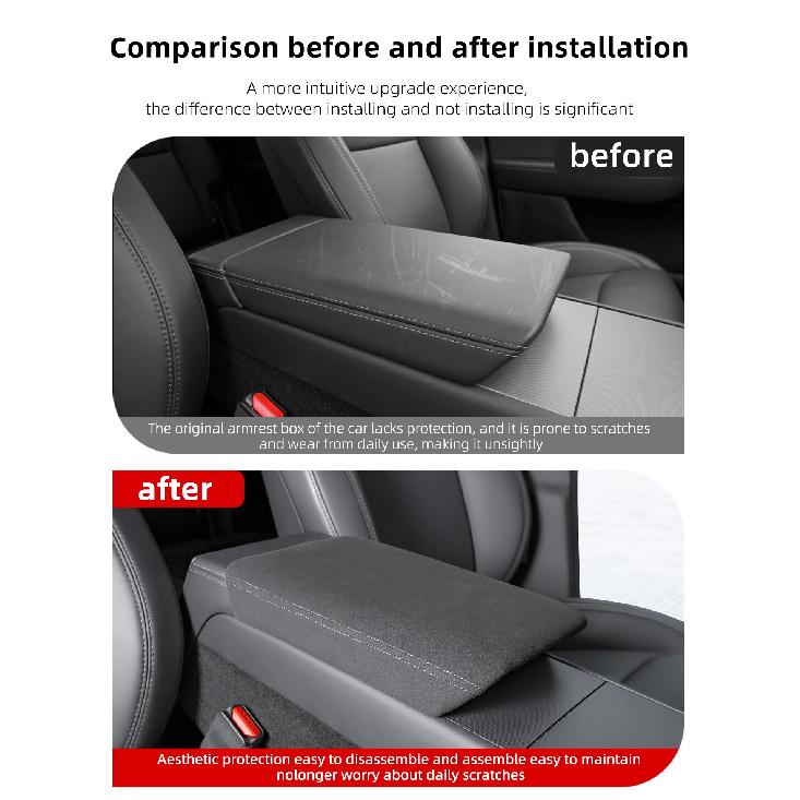 Car Center Console Armrest Pad For Tesla Model YL 2026 6 seats Auto Central Armrest Box Cover Anti-Scratch Accessories