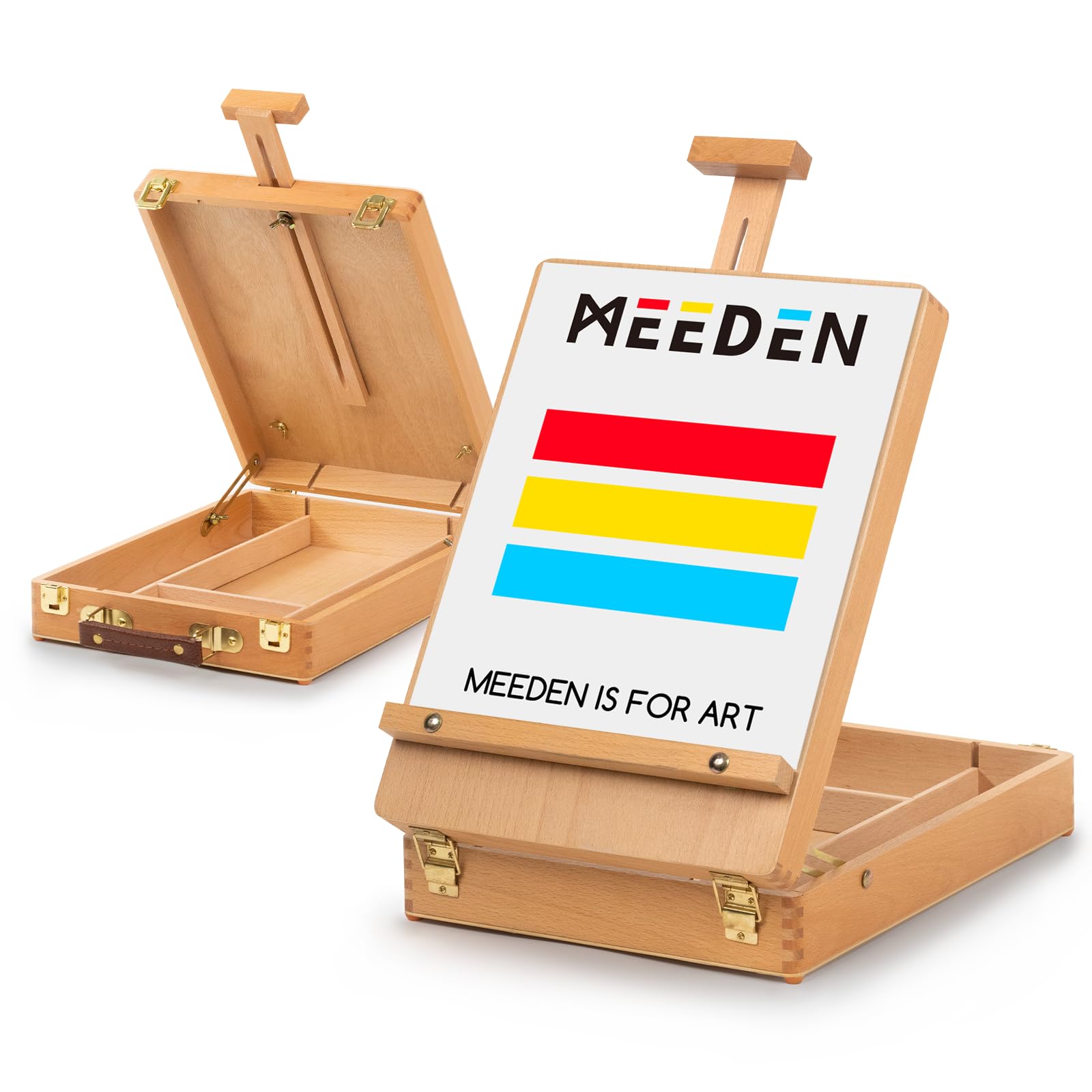 

MEEDEN Wooden Folding Tabletop Easel with Storage Box, Adjustable Angle, Portable, Sketching Board, Sketch Easel, Ideal for Artists, Students, and Beg