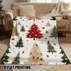 Christmas Trees Pattern Flannel Throw - Soft Cozy Retro Design for Sofa, Bed, Office - All-Season Festive Decor