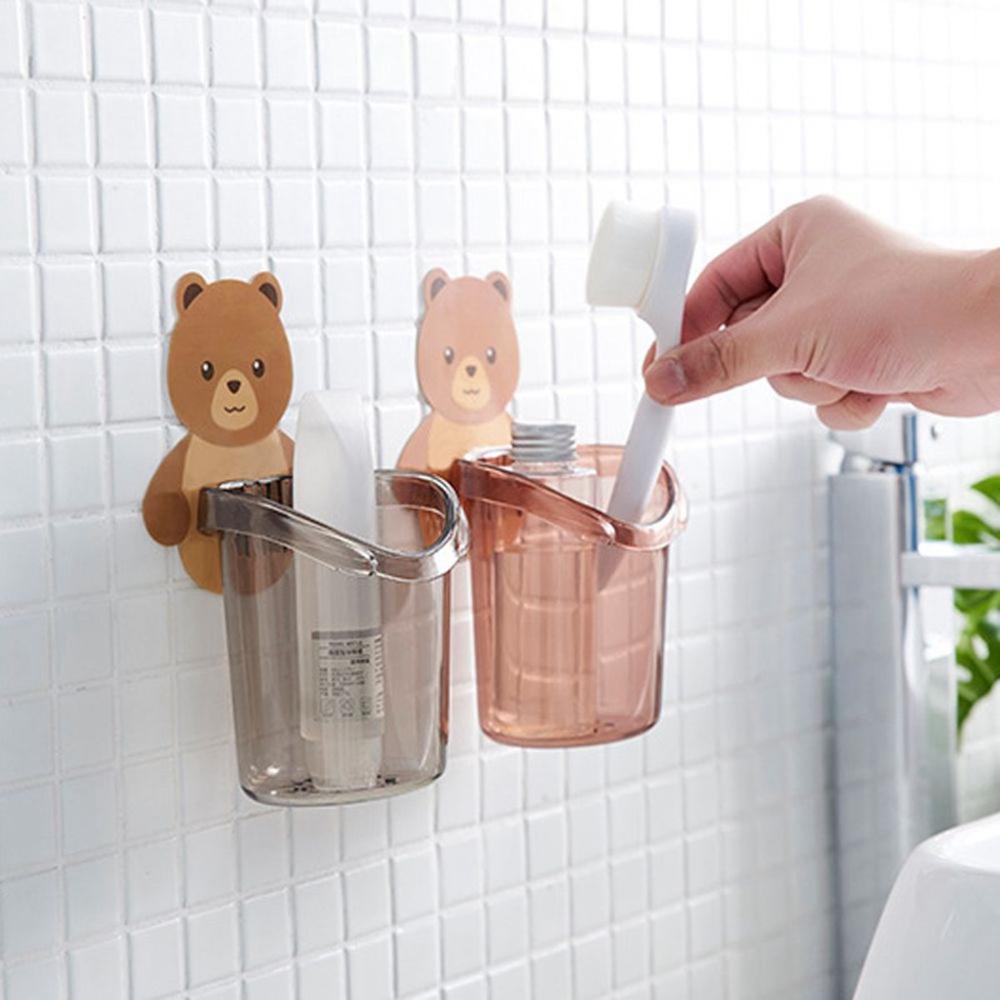 Bathroom Cute Bear Shaped Storage Box Cup Organizer Razor Stand Toothbrush Holder Toothpaste Rack