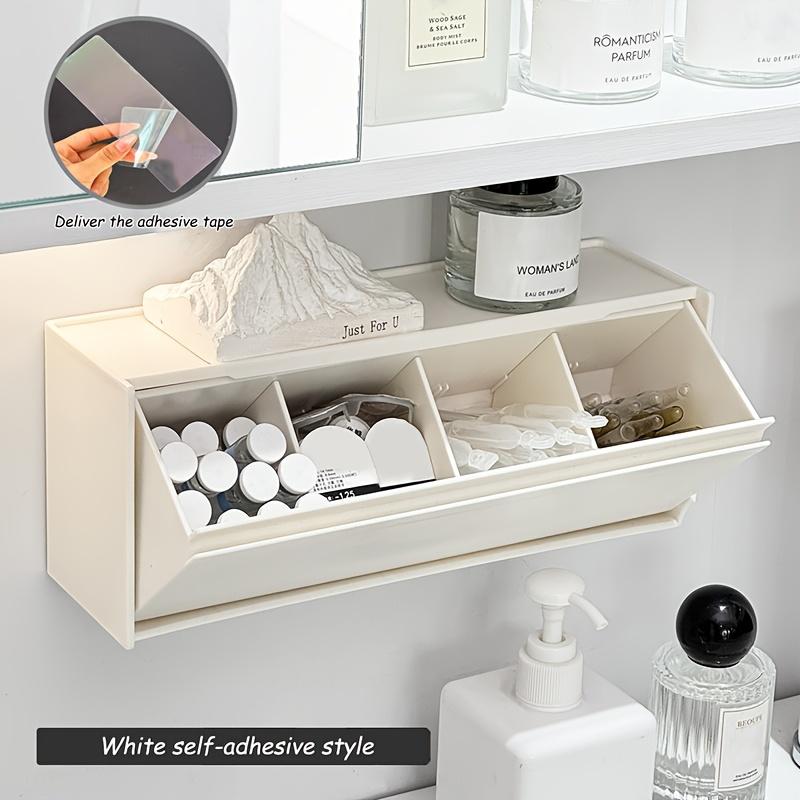 

Flip Top Makeup Pad Storage Box Compartment Organizer Swabs Cosmetic Pads No Drill Bathroom Sanitary Pad Holder Small Items белый
