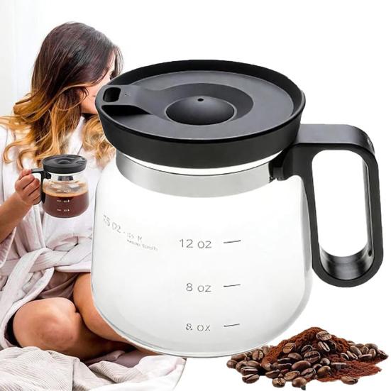 Kaffekopp i glass 16 oz Kaffekanne-stil kopp med lokk Stor kapasitet Varm og kald drikkekopp Gave til kaffeelskere