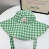 Sun Protection Drawstring Sun Hat Sunscreen Plaid Hiking Cap Hiking Fisherman Hat  Famale