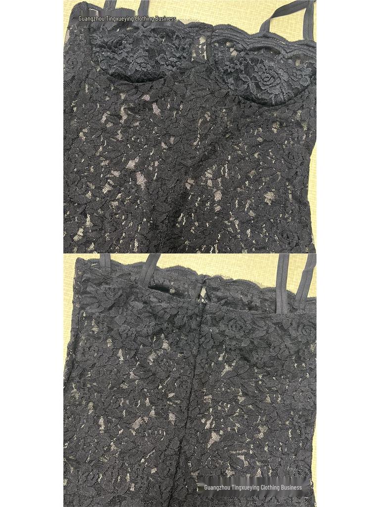 European & American Women's One-Shoulder Lace Evening Dress - Sexy & Slim Fit, See-Through Summer Fashion