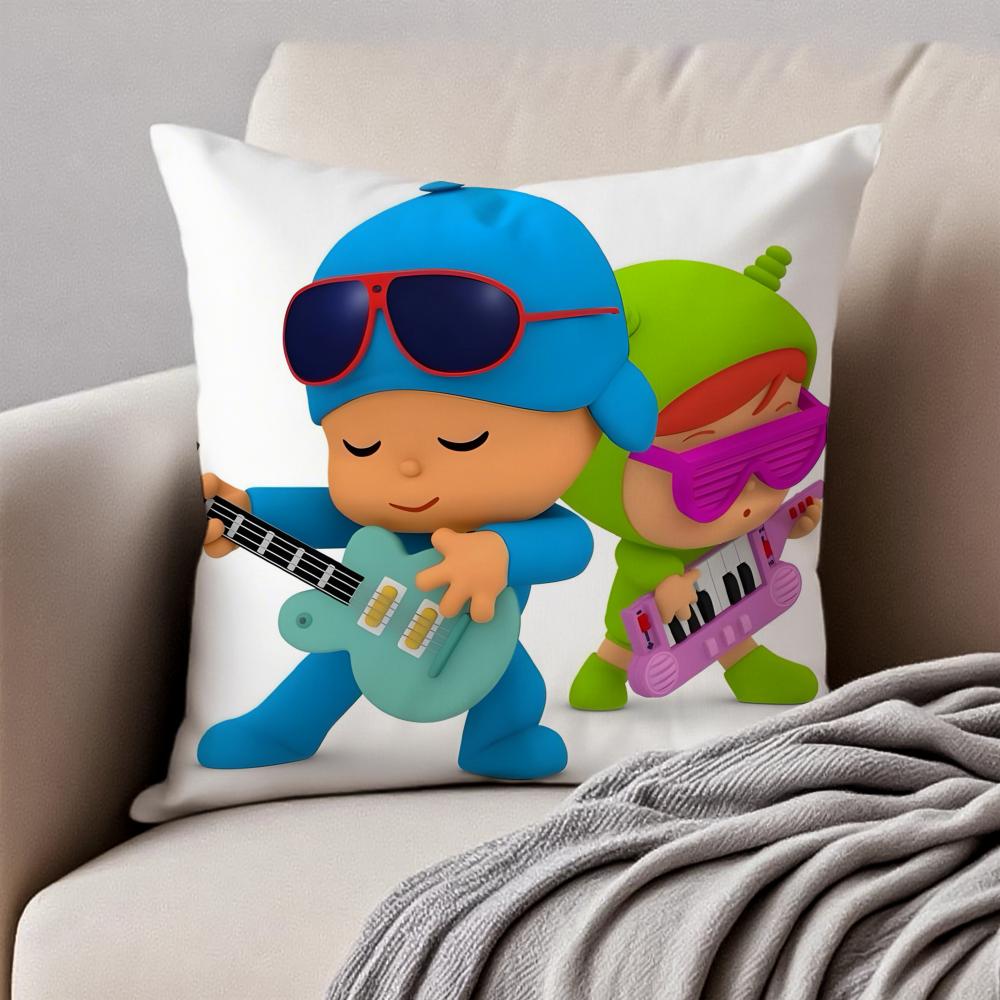 Cute BBoyGirlPPocoyo Cushion Cover Pillowcase Antidustmite Invisible Zipper Short Plush Sofa Cushion